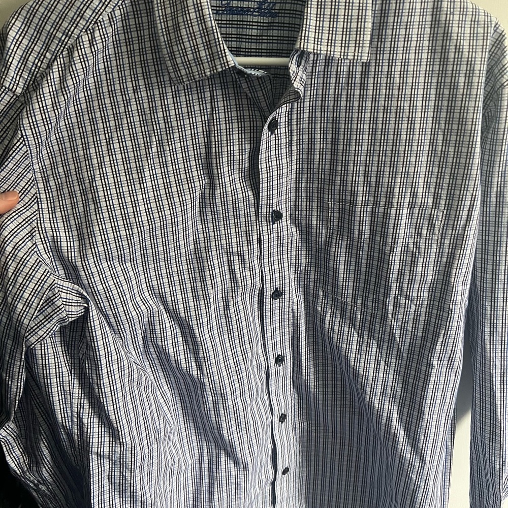 Men's Blue Checkered Shirt-Van Heusen